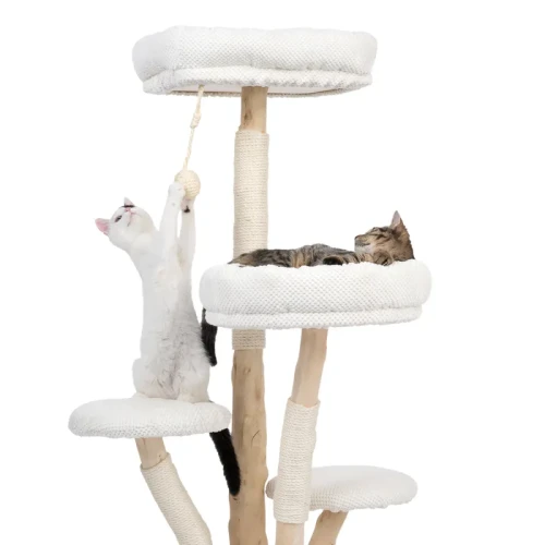 Naturalny drewniany drapak dla kota Modern Living Izola kremowy 128cm